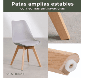 Pack 3 Sillas Eames Tulip Acolchadas Grises
