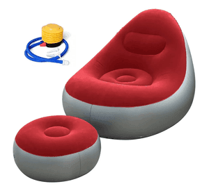 Sofá Tumbona Silla Inflable Reposa Pies Puff X L + Inflador Color Rojo - 212093