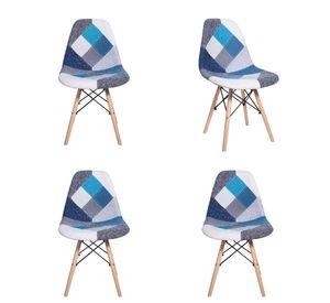 Pack x 4 Silla eames patchwork tonos azules