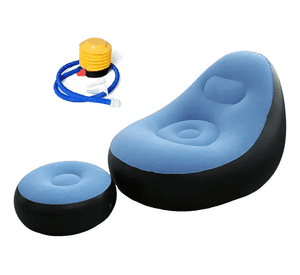 Sofá Tumbona Silla Inflable Reposa Pies Puff X L + Inflador Color Celeste - 212096