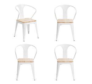 Pack x 4 Silla tolix con brazos Blanca