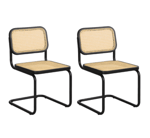 Pack 2 Sillas Breuer Negra Madera y Ratán