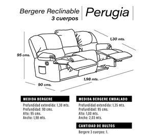 Bergere Perugia Reclinable 3 Cuerpos Tela Velvet