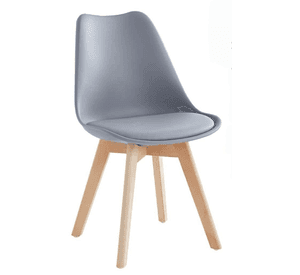 Silla de Comedor Tulip Acolchada con Patas de Madera