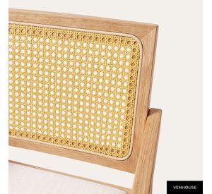 Pack 4 Silla Comedor Chandigarh Madera Natural Cojín Lino Venhoouse