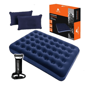 Colchon Inflable 2 Plazas Almohadas Y Bombin Camping Visitas Azul