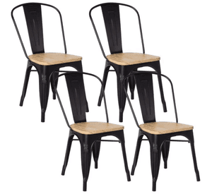 Pack 4 Sillas Tolix con Asiento de Madera