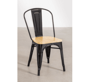 Pack 4 Sillas Tolix con Asiento de Madera