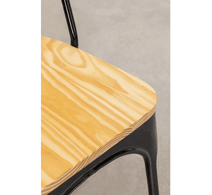 Pack 4 Sillas Tolix con Asiento de Madera