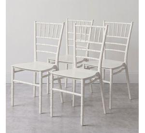 Pack 4 Sillas Comedor Eventos Apilable Polipropileno Blanca Chiavari