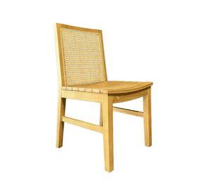 Silla Comedor New Naura Rattan Natural y Madera de Fresno Sin Brazos