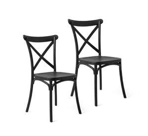 Pack 2 Sillas Comedor Terraza Polipropileno Crossback Negras