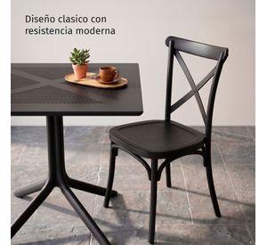 Pack 2 Sillas Comedor Terraza Polipropileno Crossback Negras