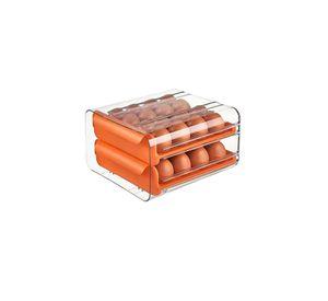 Organizador Portahuevos 2 Niveles 32 Huevos 26x23 CM Naranjo