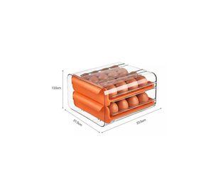 Organizador Portahuevos 2 Niveles 32 Huevos 26x23 CM Naranjo