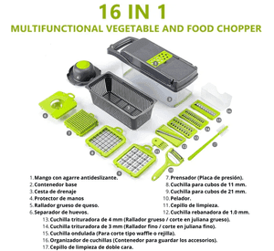 Cortador Rallador De Verduras Multifuncion 16 En 1