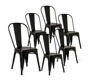 Pack 6 Sillas Comedor Terraza Restaurante Apilables Metal Industrial Tolix Negras