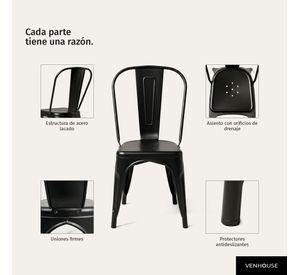 Pack 6 Sillas Comedor Terraza Restaurante Apilables Metal Industrial Tolix Negras