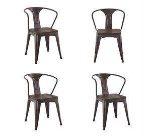 Pack 4 unidades Silla Comedor Tolix con brazos y asiento de madera color cobre