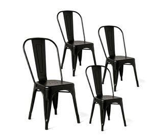 Pack 4 Sillas Comedor Terraza Restaurante Apilables Metal Industrial Tolix Negras