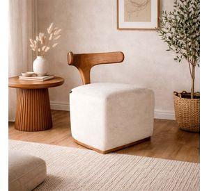 Silla Almodovar Tela Velvet Beige Madera Fresno Walnut 55x51x63 cm