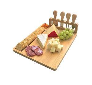 Tabla de Madera Para Picoteo Con 4 Cuchillos