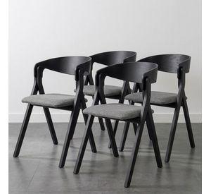Pack 4 Sillas Comedor Madera Tapiz Chenilla Margot Venhoouse Negra