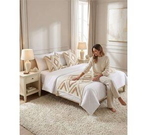 Piecera De Cama Boho Con Dos Fundas Cojin Bordado PF1
