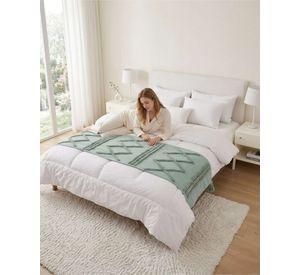 Piecera De Cama Boho Manta Tejida Decorativa P4