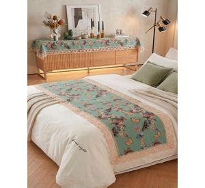 Piecera de Cama Estilo Bohemio con Encaje - Multiuso 80x200 cm m2