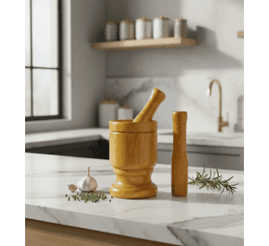 Mortero De Madera Natural Para Cocina