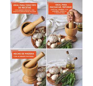 Mortero De Madera Natural Para Cocina