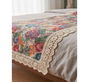 Piecera de Cama Estilo Bohemio con Encaje - Multiuso 80x200 cm m5