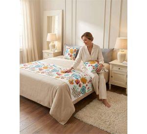 Piecera de Cama Texturizada con Bordado Botanico P4