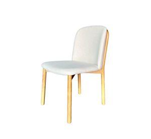 Silla Manhattan Madera Fresno Natural En Lino y Algodón Beige
