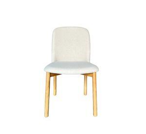 Silla Manhattan Madera Fresno Natural En Lino y Algodón Beige