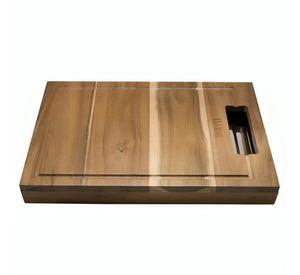 TABLA MADERA BANDEJA DE ACERO WAYU