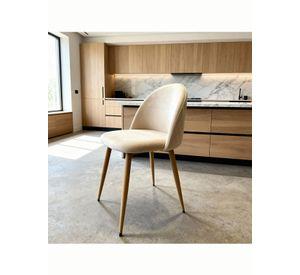 Silla Comedor Moderna Acolchada Metal Sora Venhoouse Felpa Beige