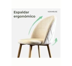 Silla Comedor Moderna Acolchada Metal Sora Venhoouse Felpa Beige