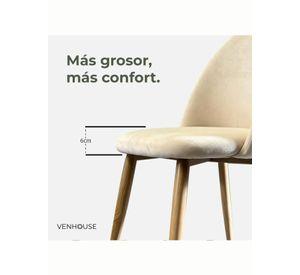 Silla Comedor Moderna Acolchada Metal Sora Venhoouse Felpa Beige