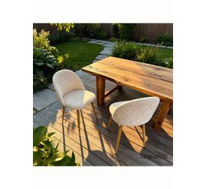Silla Comedor Moderna Acolchada Metal Sora Venhoouse Felpa Beige