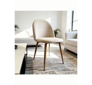 Silla Comedor Moderna Acolchada Metal Sora Venhoouse Felpa Beige
