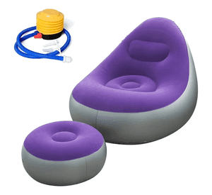Sofá Tumbona Silla Inflable Reposa Pies Puff X L + Inflador Color Morado - 212097