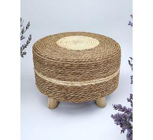 Reposapiés Redondo Natural Ratán Madera Multifuncional Jhn