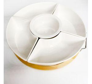 Bandeja Pocillos Cocktail Picoteo Aperitivos Ceramica Bambu