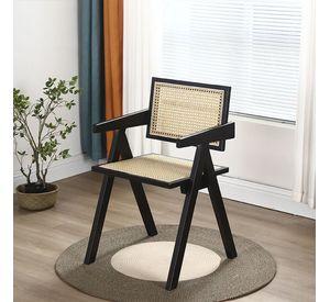 Silla O Sitial Chandigarh Ratán Madera Para Comedor Negra