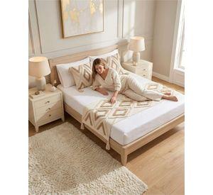 Piecera De Cama Boho Manta Tejida Decorativa P1