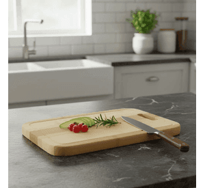 Tabla De Madera Para Picar De Bambu Con Asa 30x40 Cm
