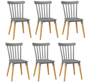 Pack 6 Sillas Windsor para Comedor o Terraza Gris