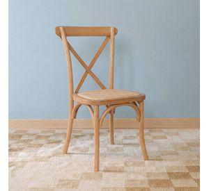 Silla Comedor Madera Natural Rattan Apilables Crossback Venhoouse